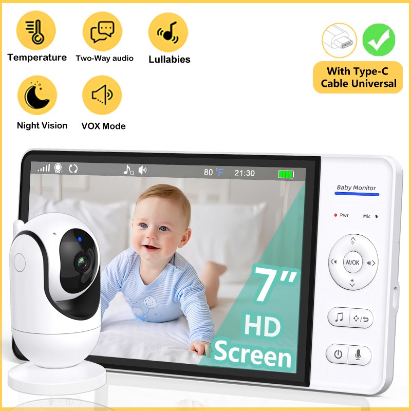 No WiFi 7 Inch Baby Monitor 2- - Audio Music Video ulasan dan harga