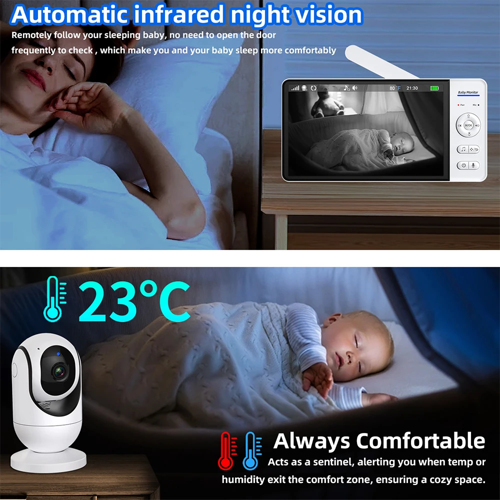 No WiFi 7 Inch Baby Monitor 2- - Audio Music Video ulasan dan harga