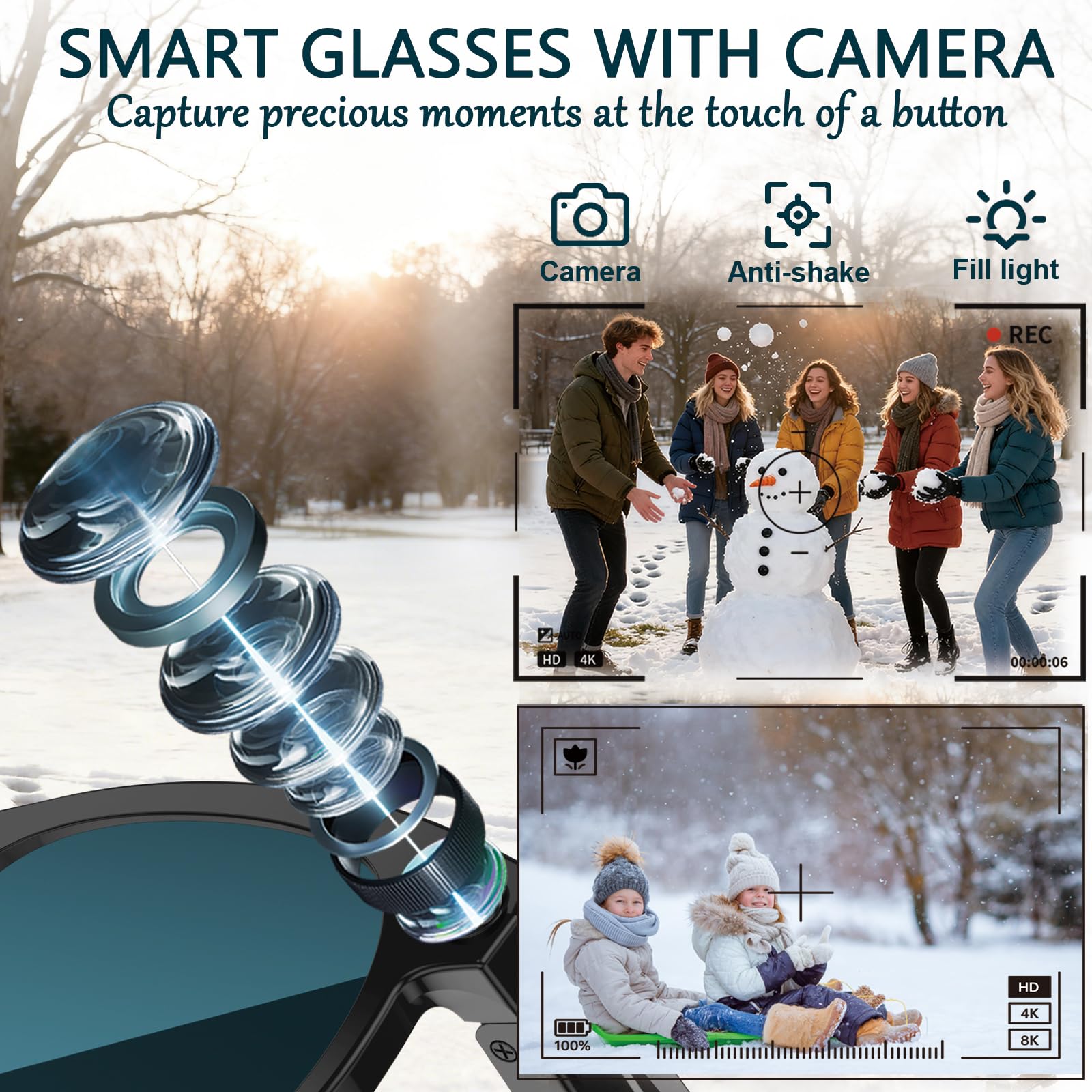 Black Smart Ai Glasses for Men - Audio Music Video ulasan dan harga