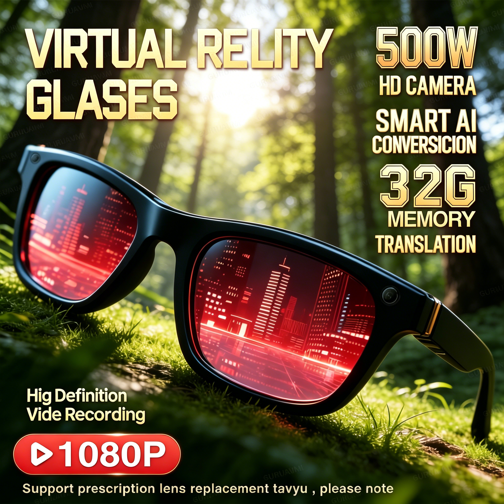 2026 New AI Smart Glasses with - Audio Music Video ulasan dan harga