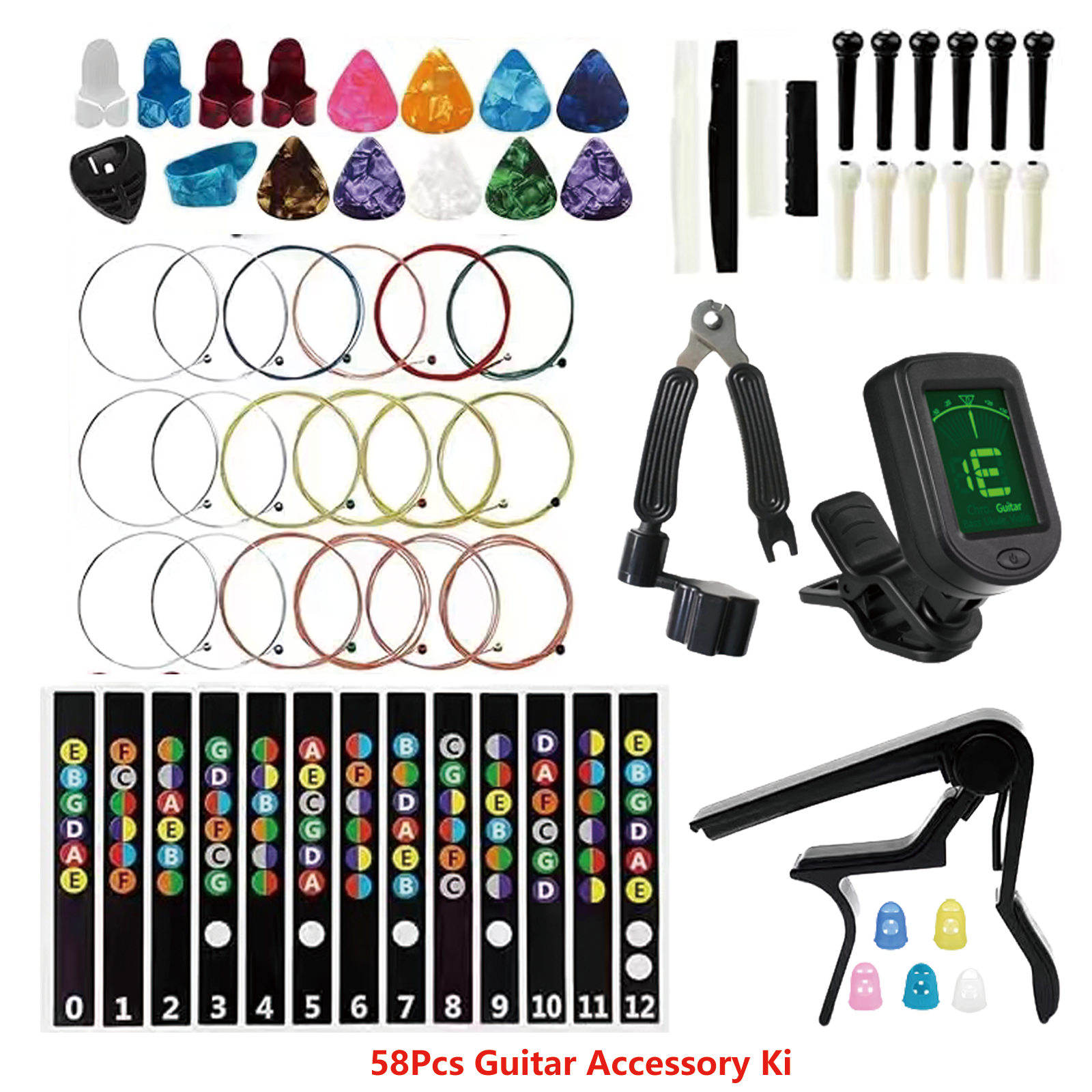 58-in-1 Guitar Accessory Set：T - Guitar Capo Clip ulasan dan harga